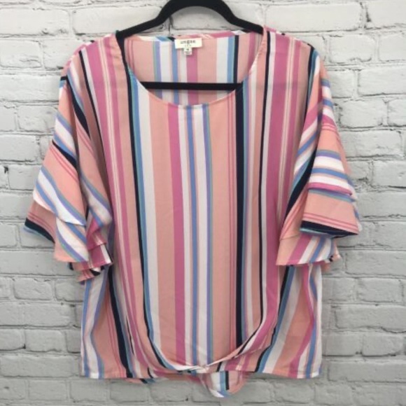 Umgee Striped Bell sleeve Top Size Small - Picture 2 of 7